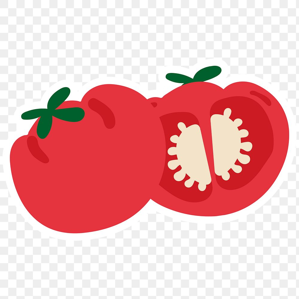 Cute tomato doodle sticker with a white border design element