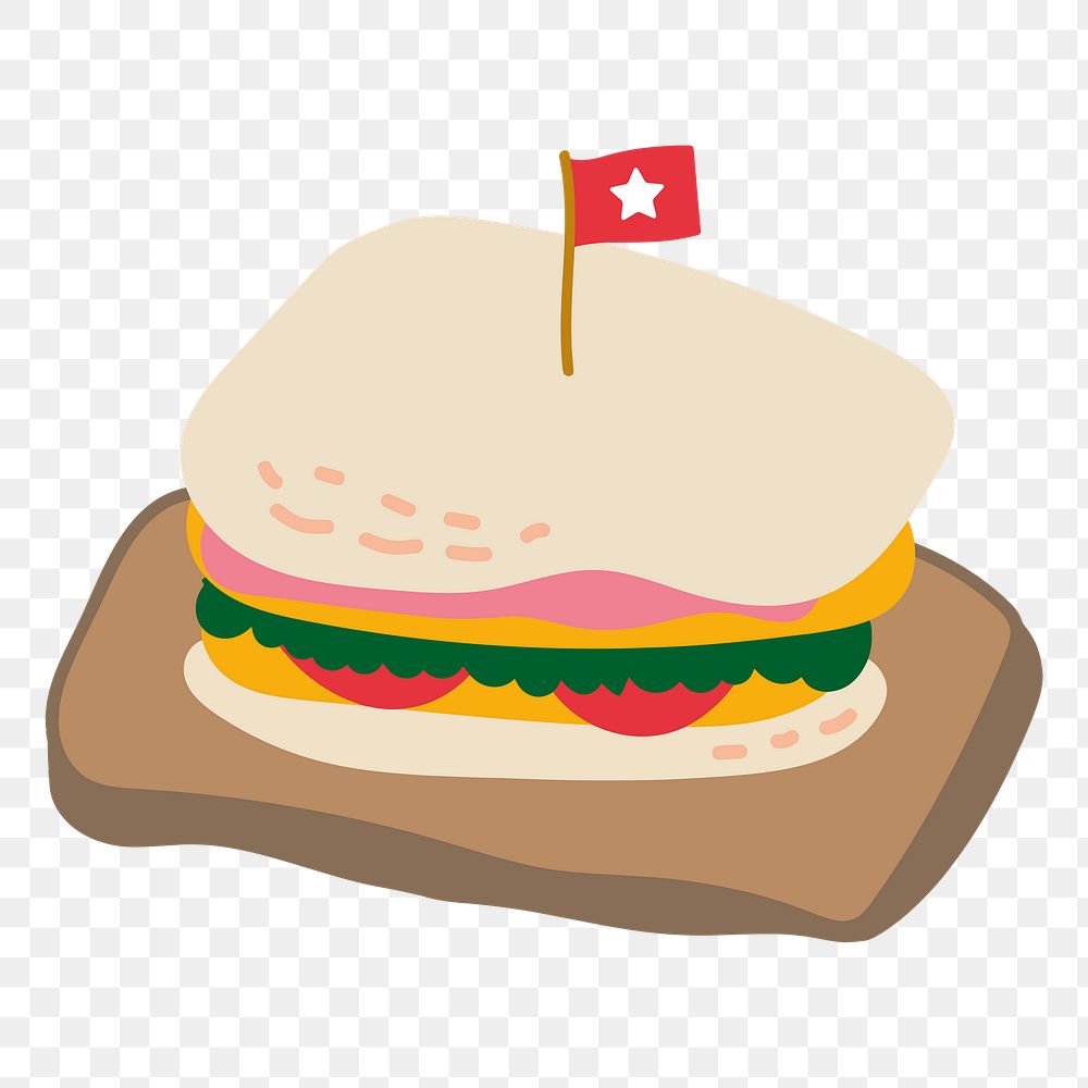 Cute club sandwich doodle sticker design element