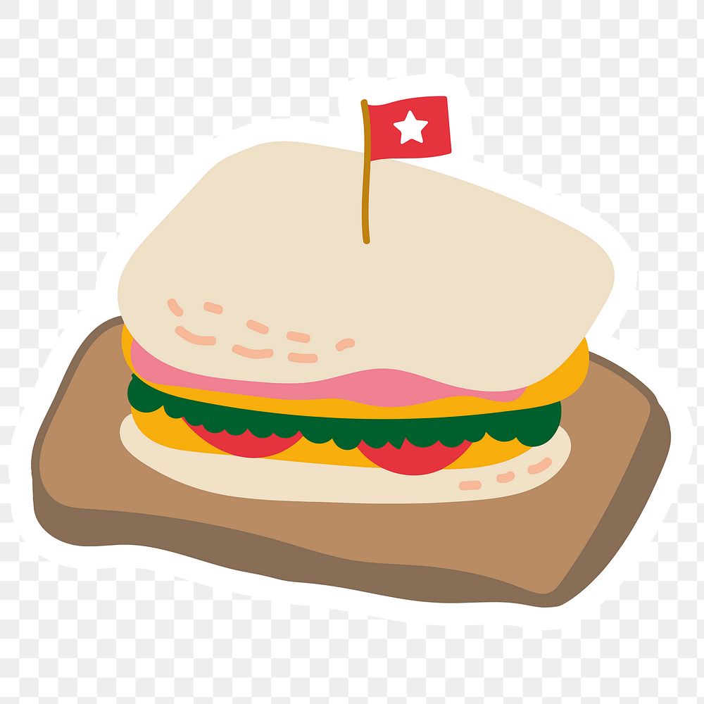 Cute club sandwich doodle sticker with a white border design element