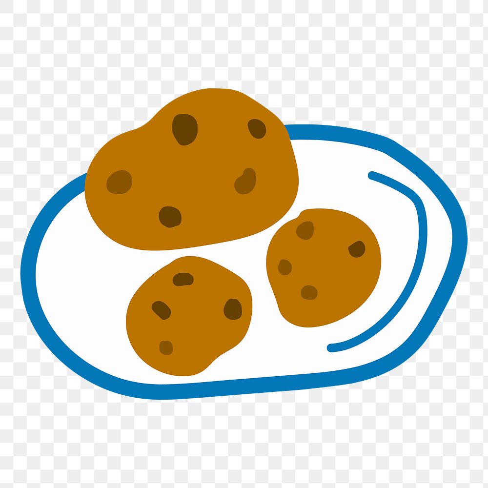 Cute chocolate chip cookies doodle sticker design element