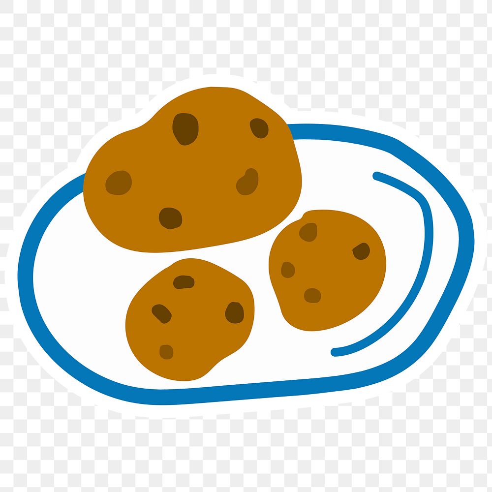 Cute chocolate chip cookies doodle sticker with a white border design element