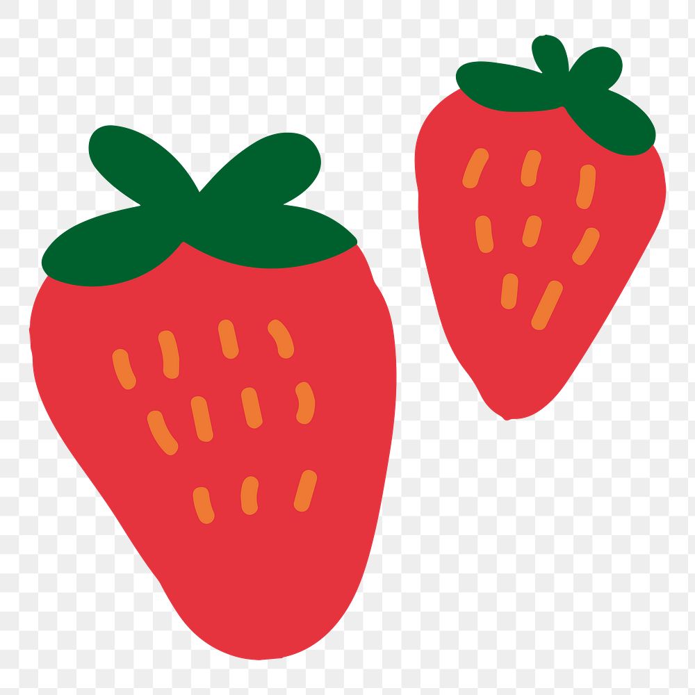 Cute strawberries doodle sticker design element