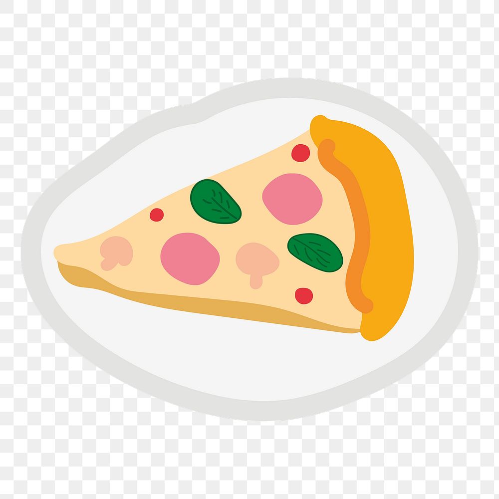 Slice of pizza doodle sticker design element