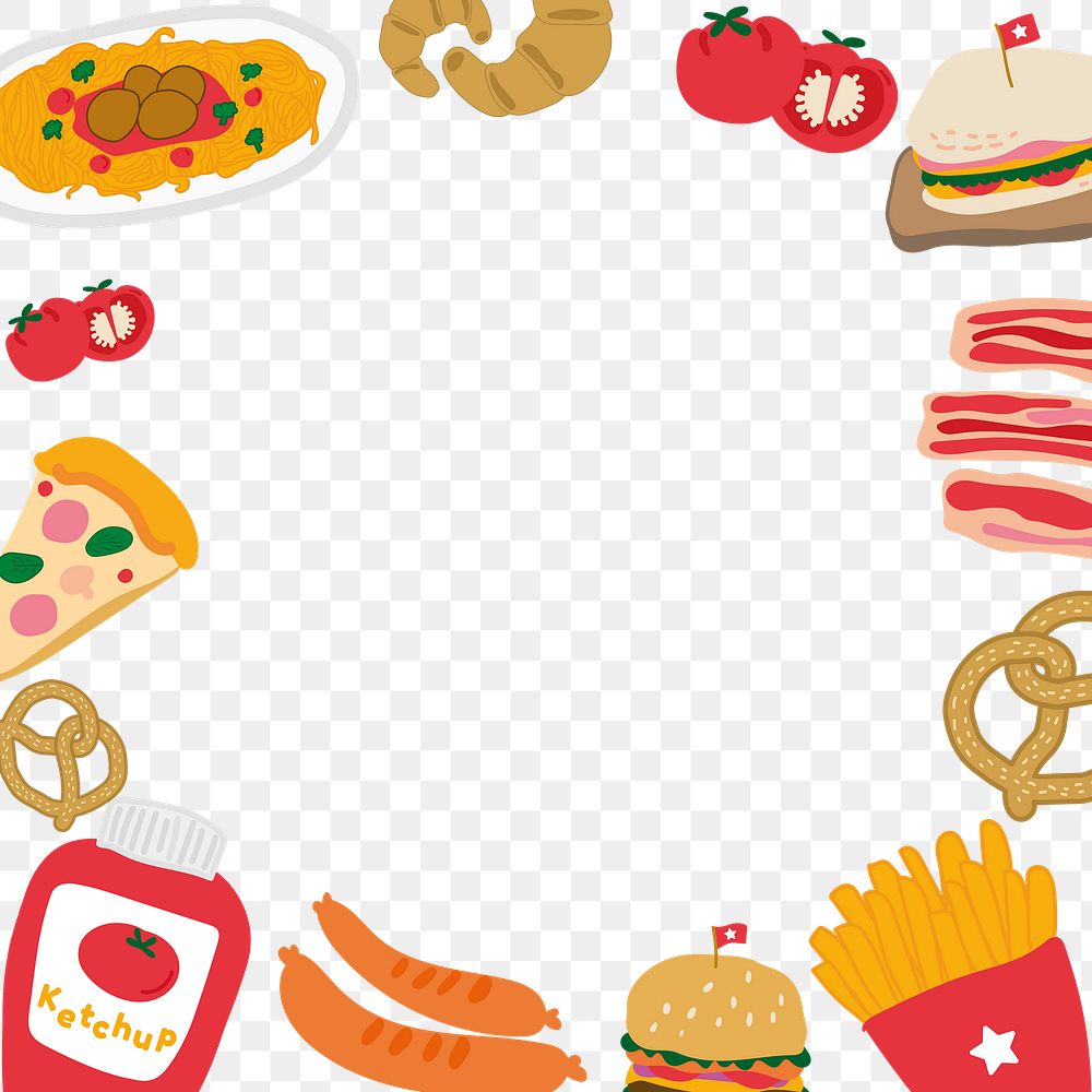 Food doodle frame design element