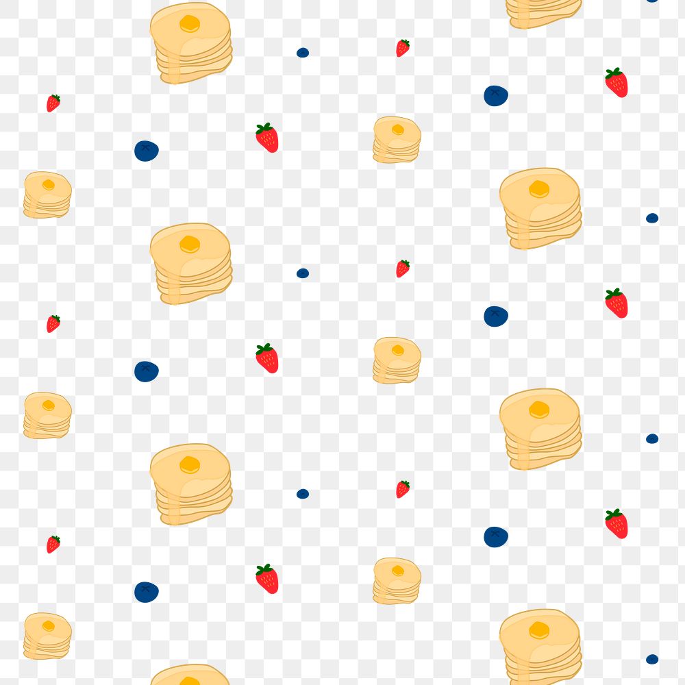 Png pancake strawberry blueberry pattern transparent background