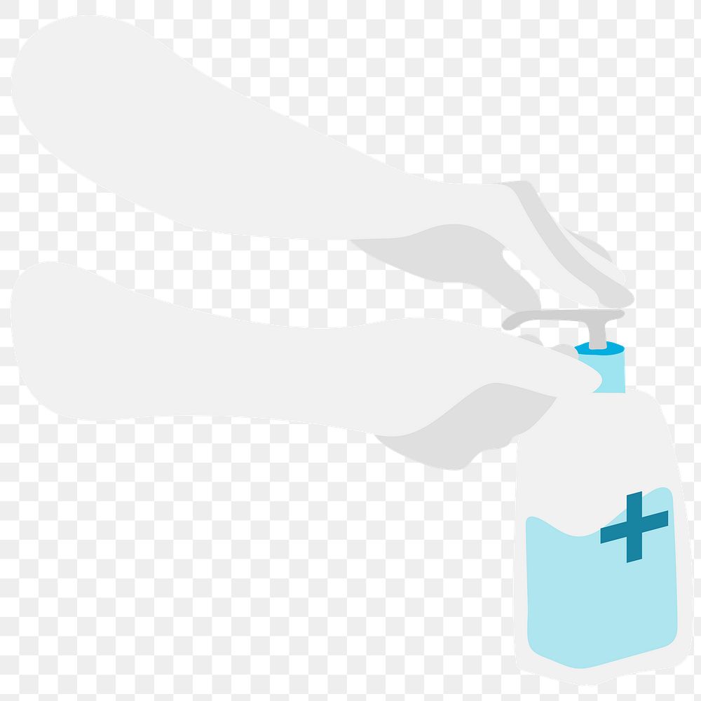 Disinfecting hands with sanitizer gel transparent png