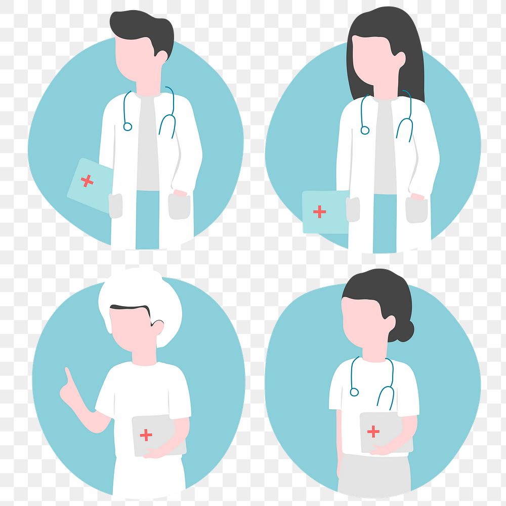 Doctors and nurses with stethoscope covid 19 characters transparent png