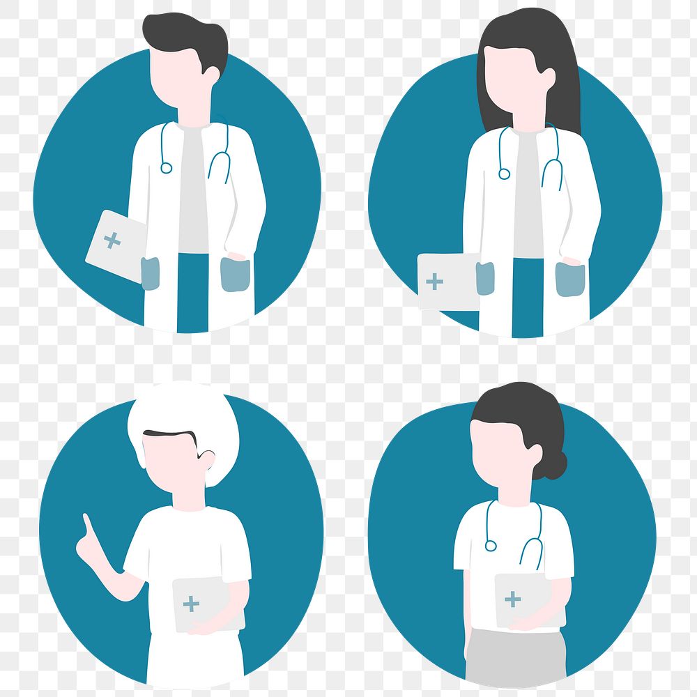 Doctors and nurses with stethoscope covid 19 characters transparent png