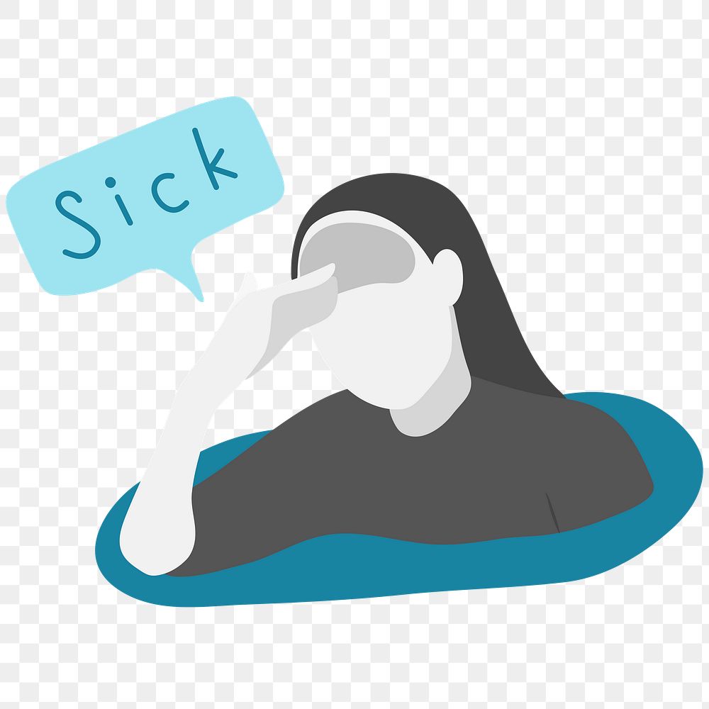 Woman feeling sick with a headache trsnaparent png