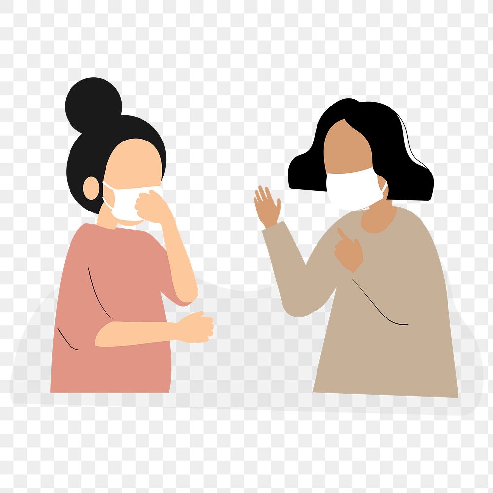 People wearing face masks talking character element transparent png