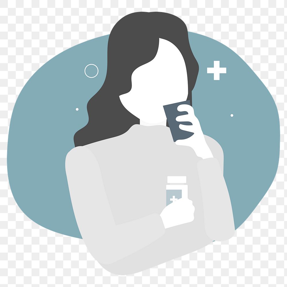 Woman with Coronavirus signs and symptoms character element transparent png