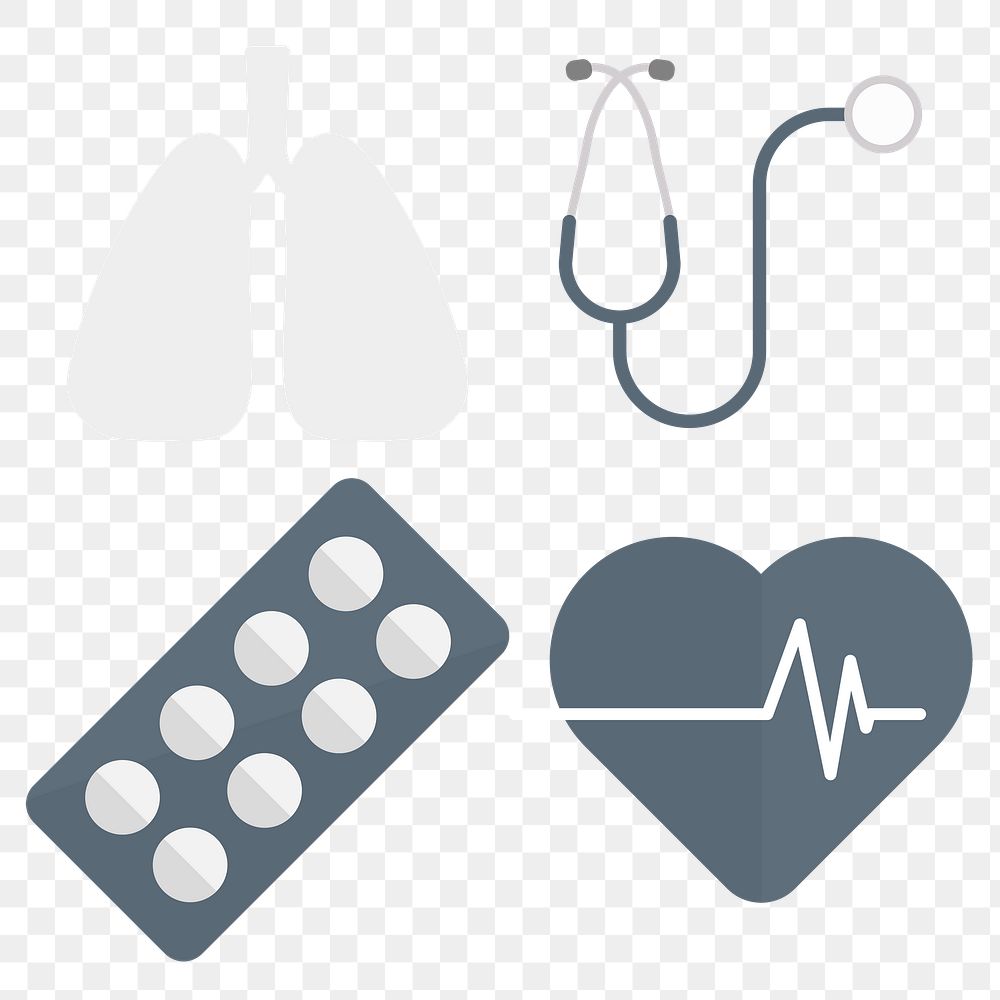 Medical and healthcare covid 19 icon vector collection transparent png