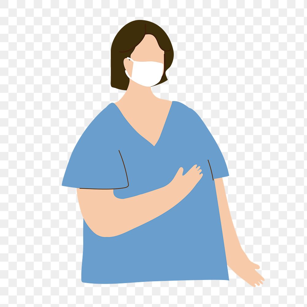 Medical staff wearing a face mask to prevent coronavirus infection character element transparent png