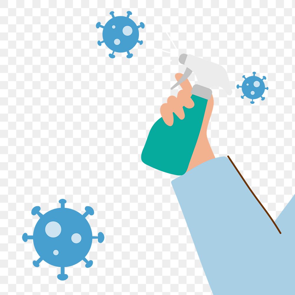 Man spraying alcohol to prevent infection of coronavirus transparent png