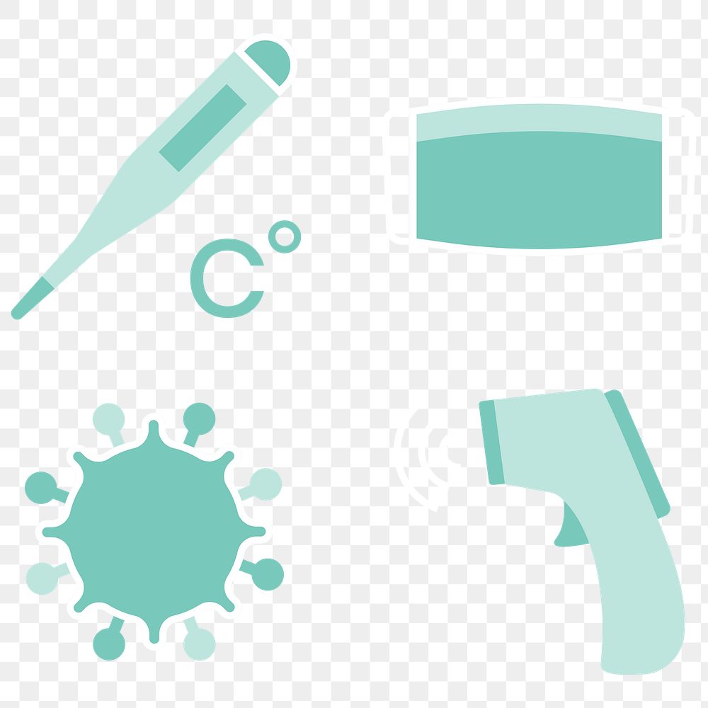 Coronavirus medical equipment element set transparent png