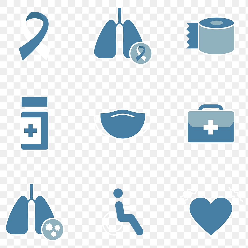 Coronavirus medical equipment element set transparent png