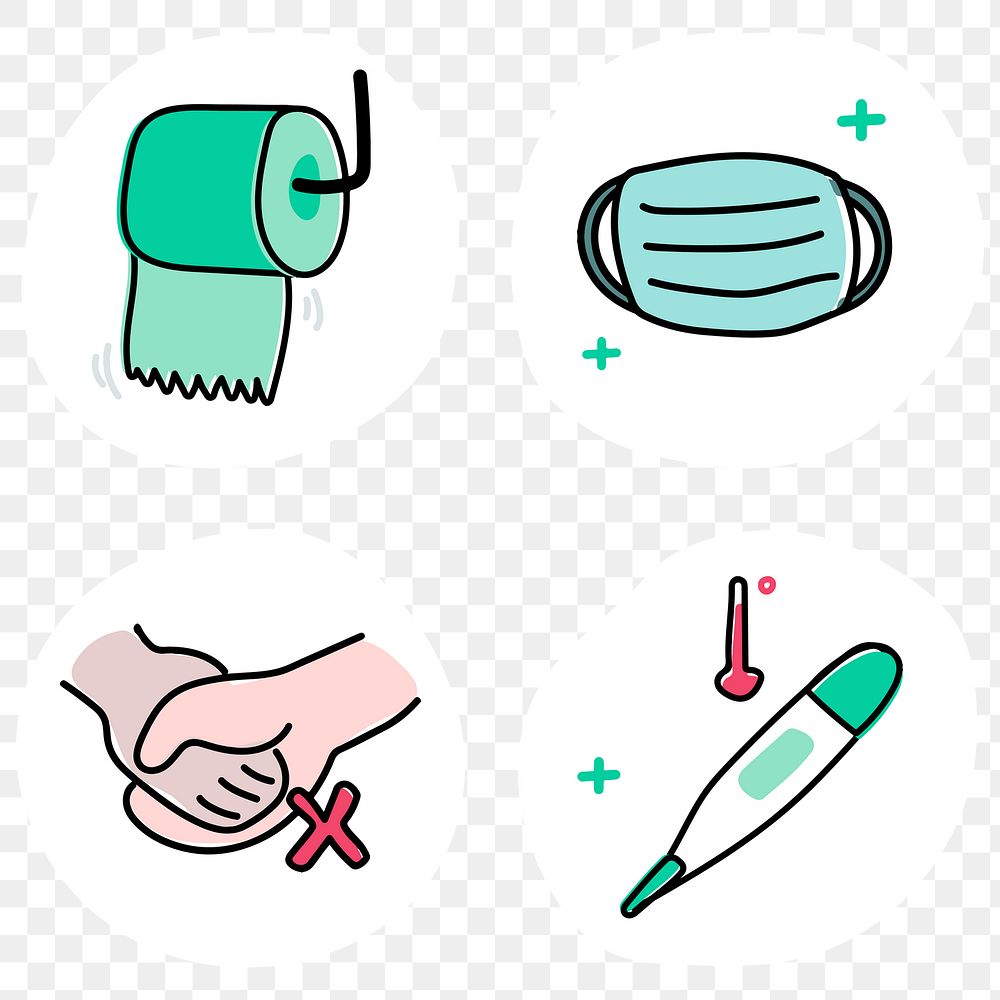 Protect yourself from coronavirus pandemic icon set transparent png