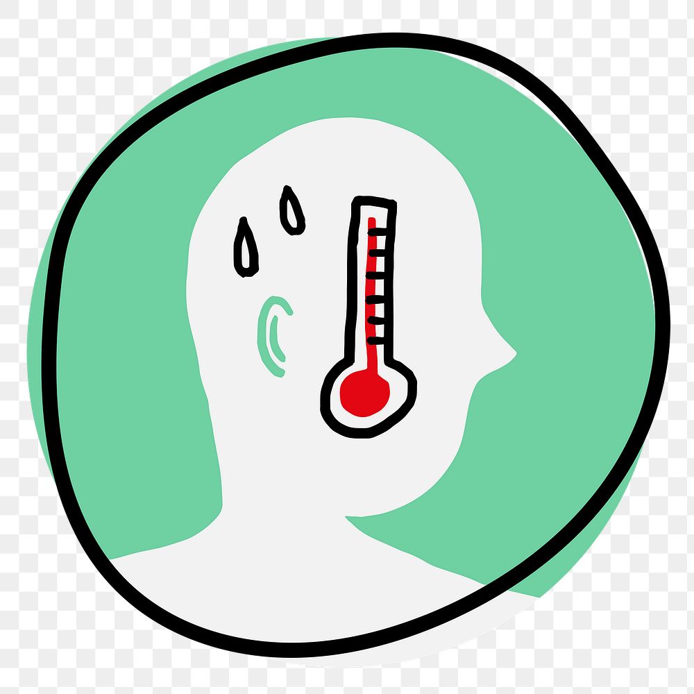 Man with high fever showing coronavirus symptoms icon transparent png