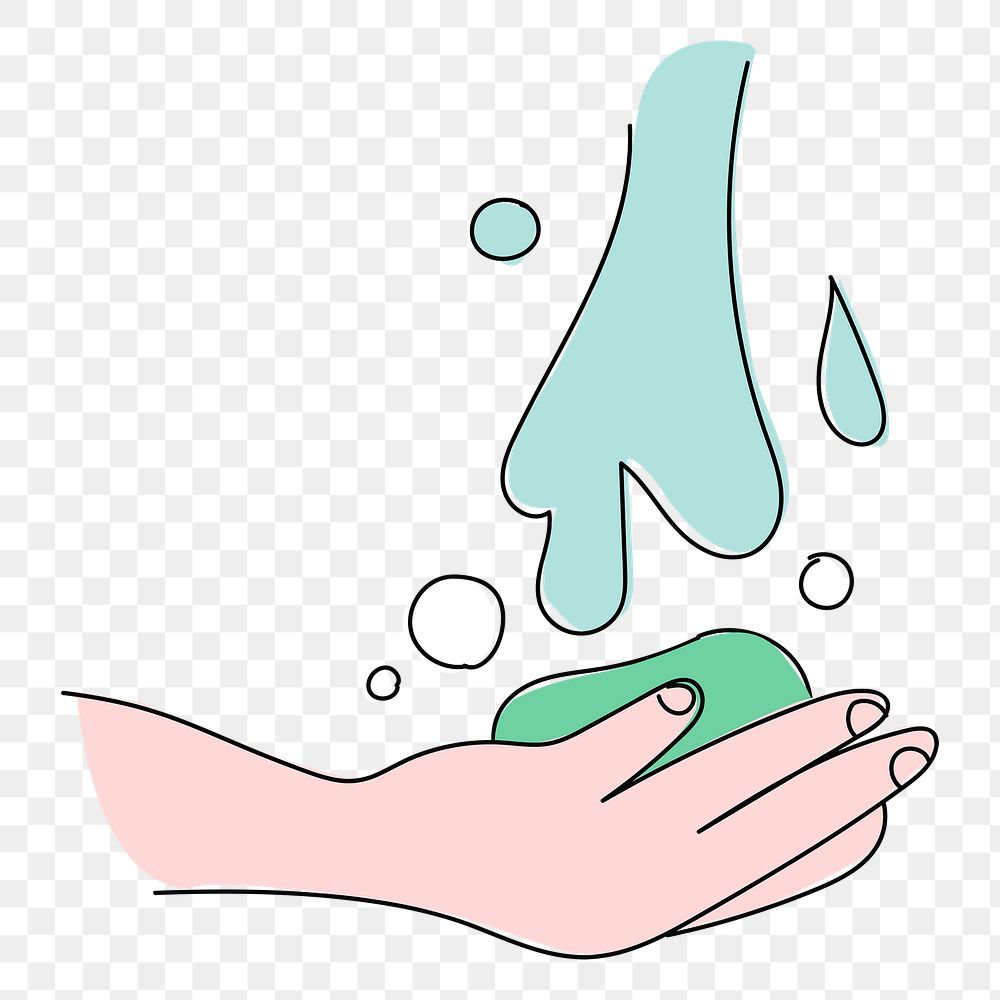 Washing hands with a bar soap under running water character transparent png