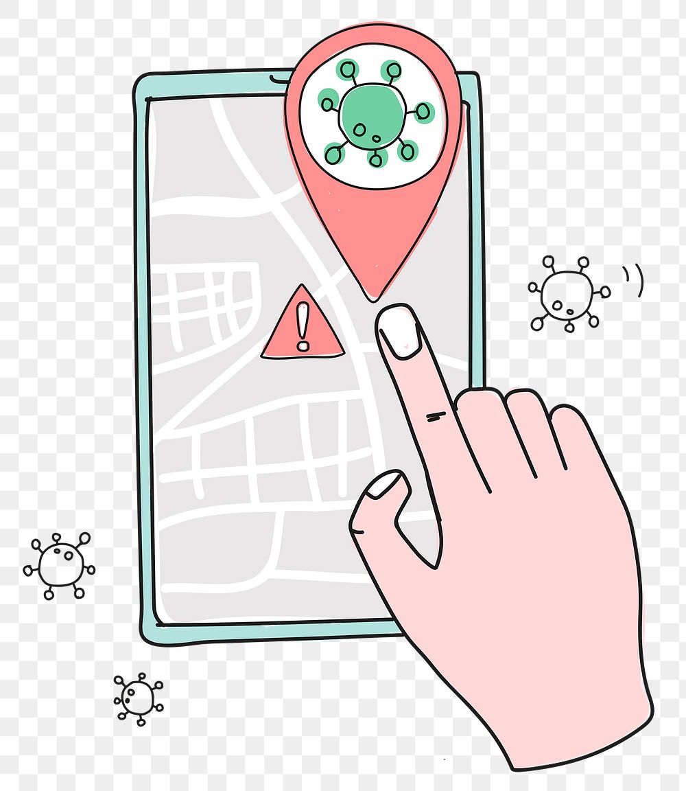 COVID-19 tracking app png new normal lifestyle doodle illustration