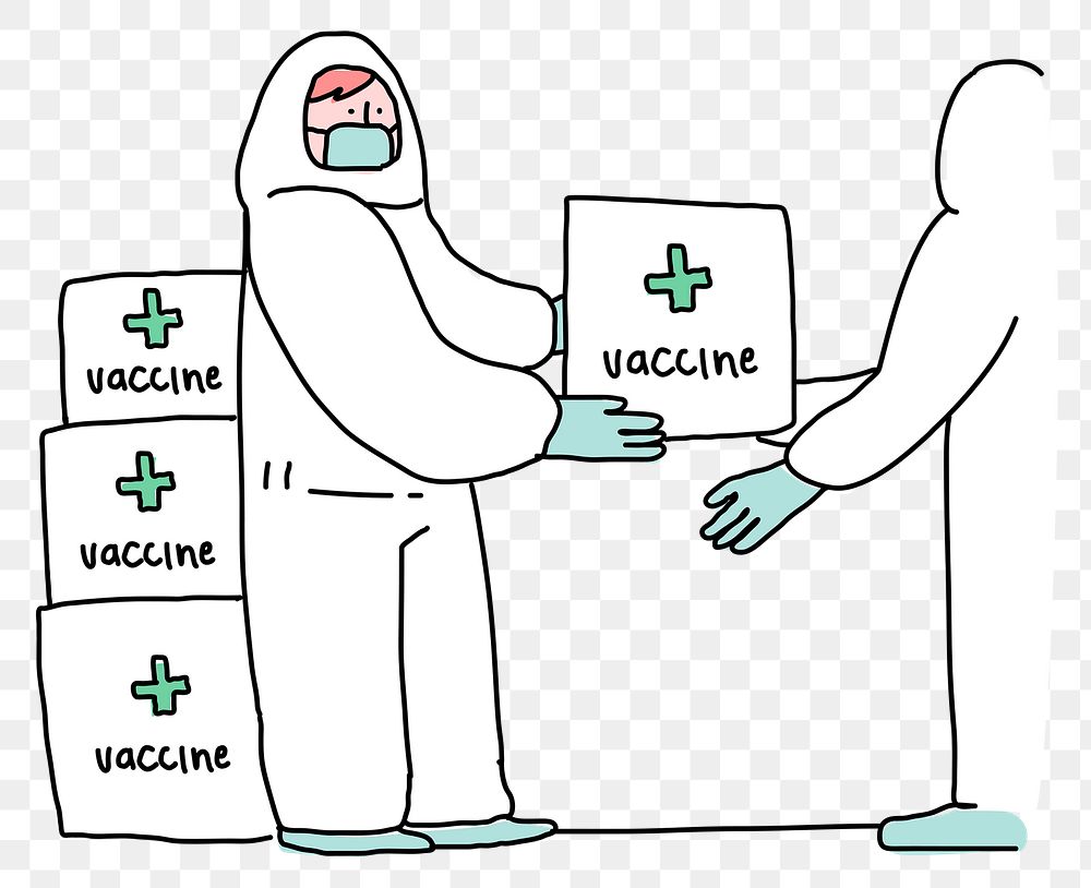 Vaccine distribution png for clinical trial doodle illustration