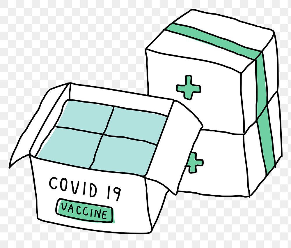 Covid-19 vaccine distribution png doodle illustration