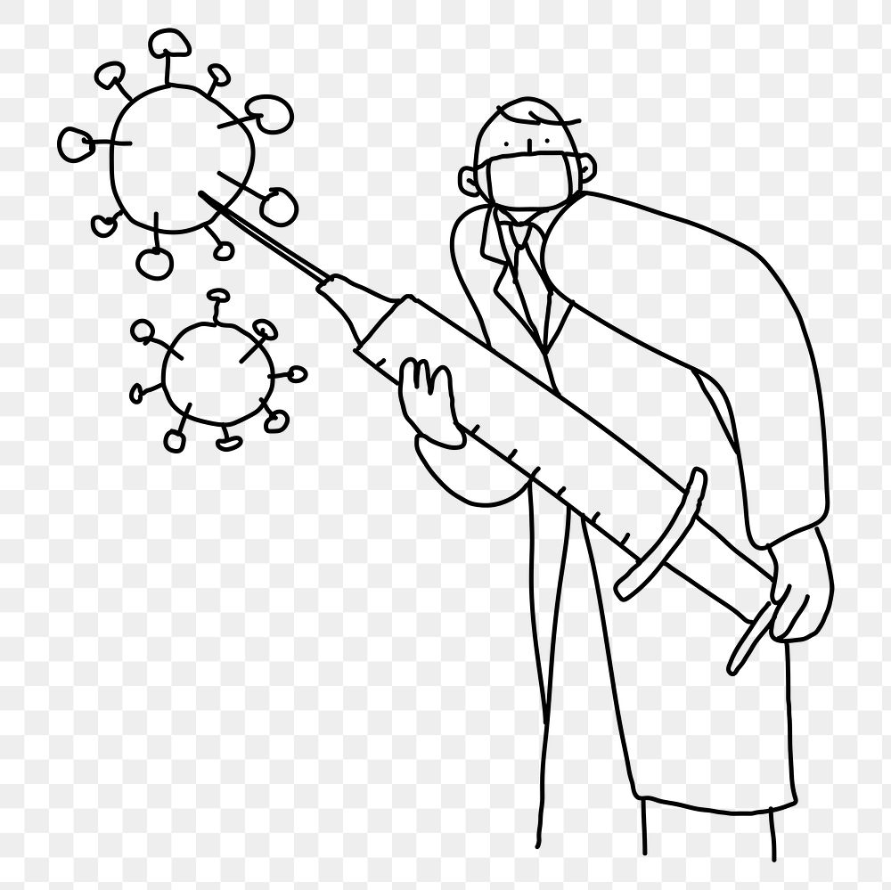 Doctor with vaccine png doodle illustration