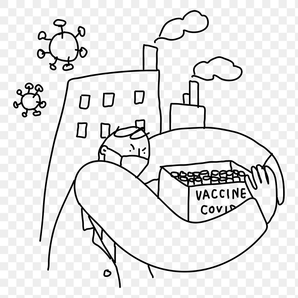 Covid 19 vaccine hoarding png doodle illustration character