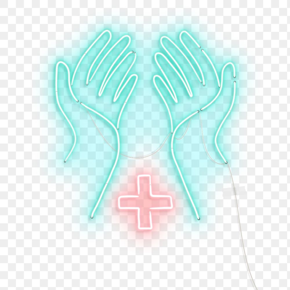 Disinfect your hands neon sign transparent png