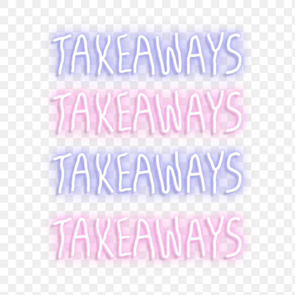 Takeaways neon signs transaprent png
