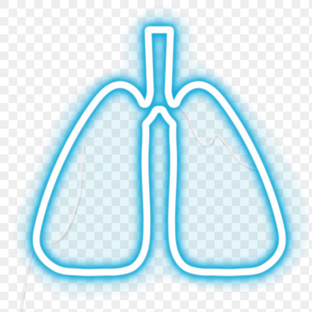 Blue respiratory tract neon sign transparent png 