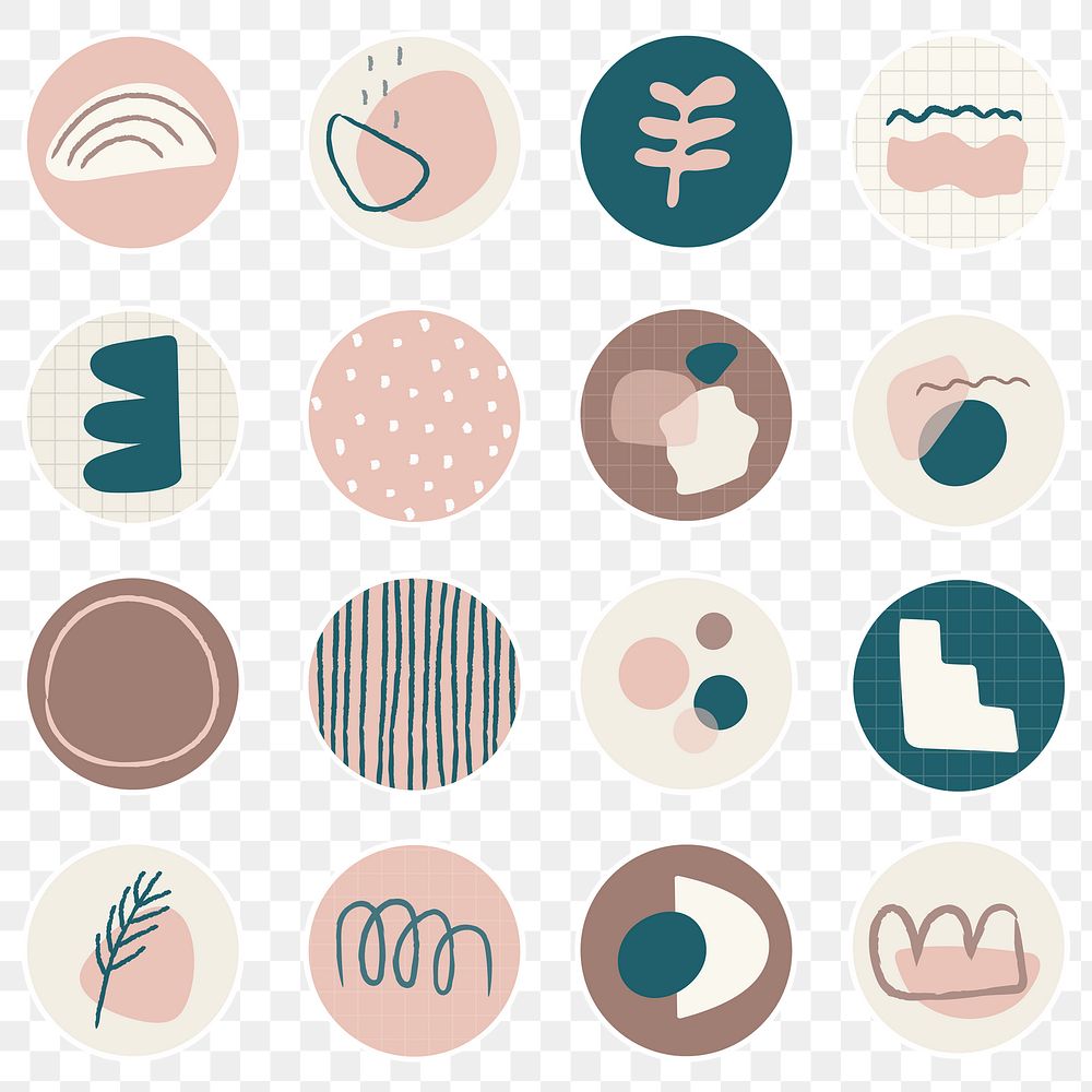 Minimal doodle social story highlights icon set design resources