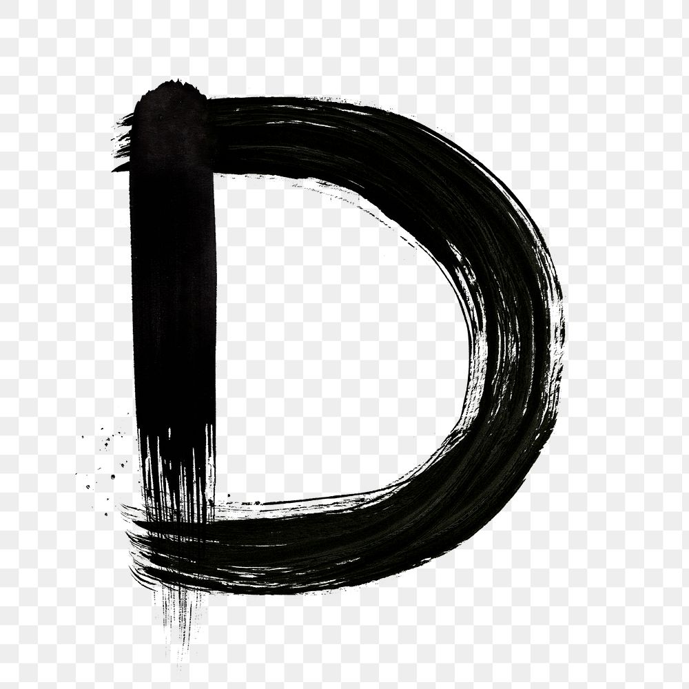 Letter D png grunge brush stroke typography