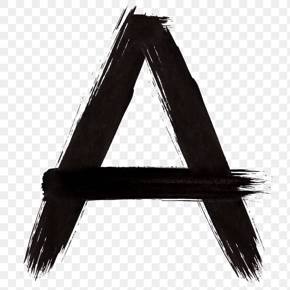 Letter A png brush stroke typography 