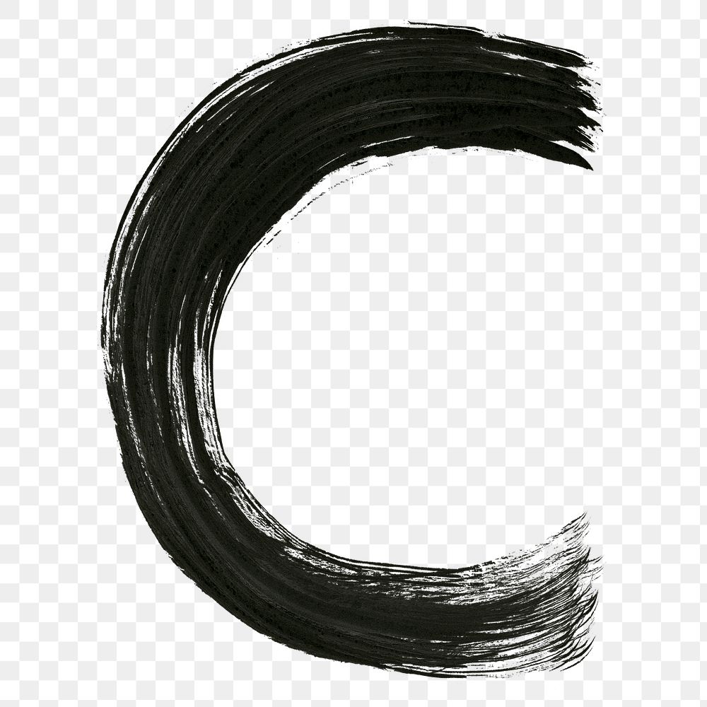 Alphabet C brush stroke style png typography
