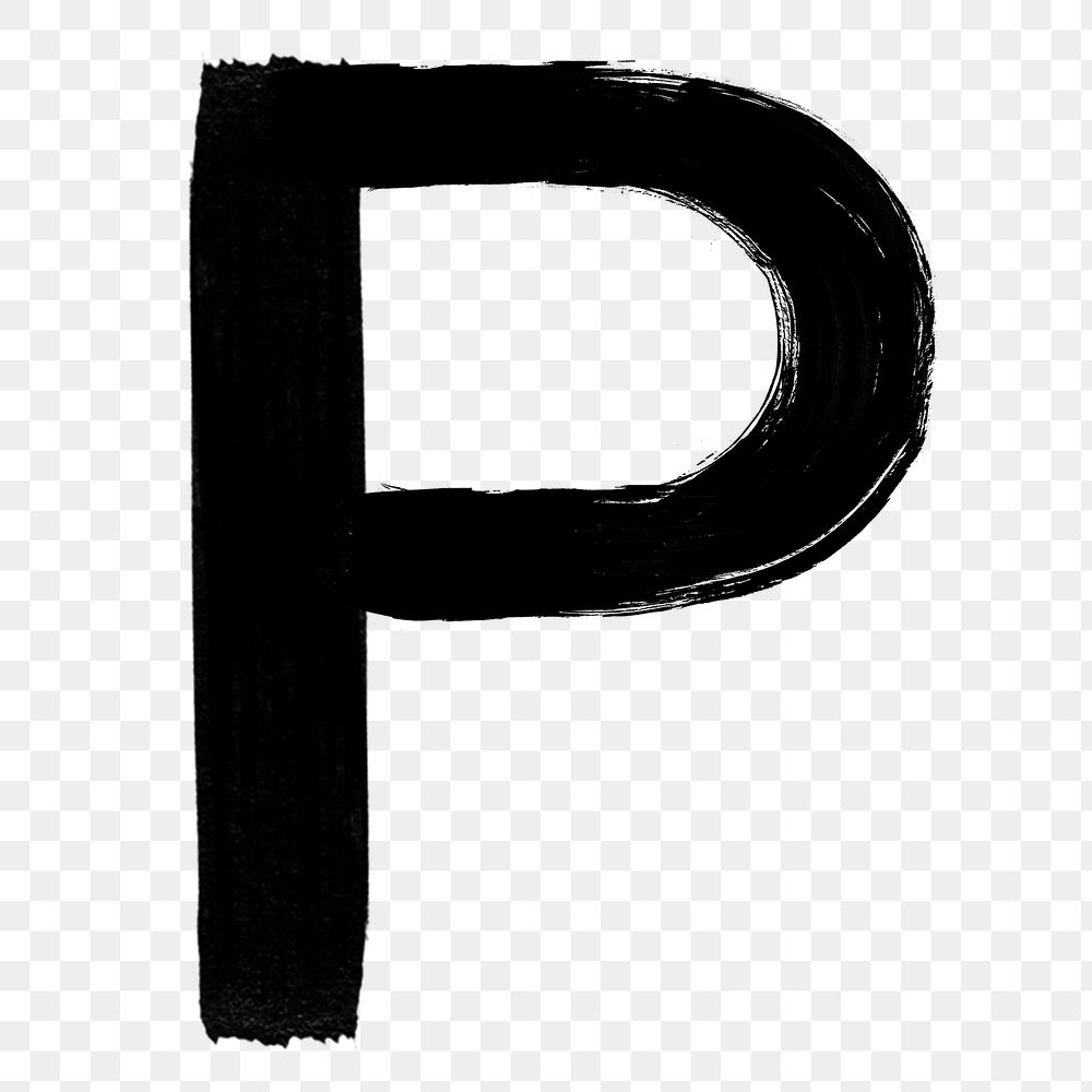 Alphabet P brush stroke style png typography 