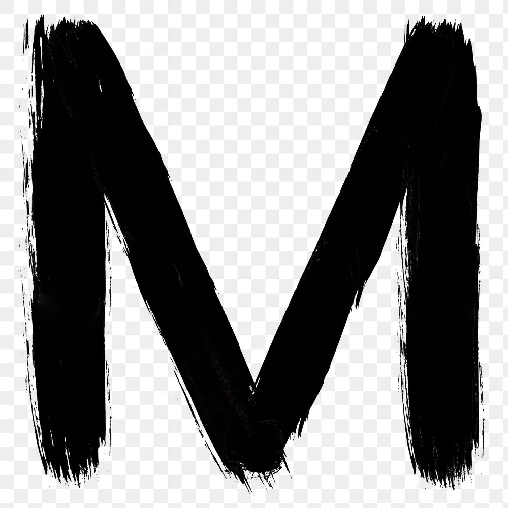 Letter M png grunge hand drawn font typography