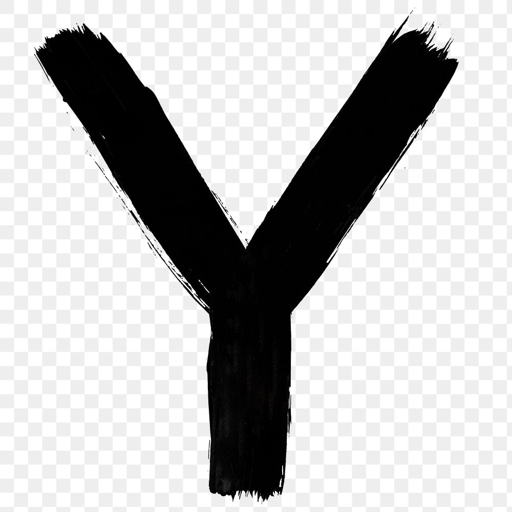 Letter Y png grunge hand drawn font typography
