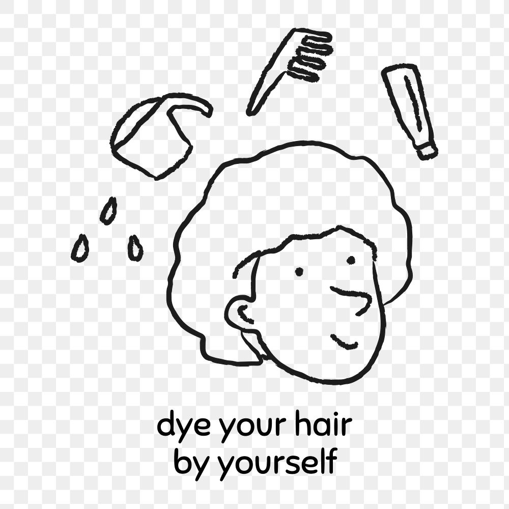 Dye your hair by yourself doodle style design element