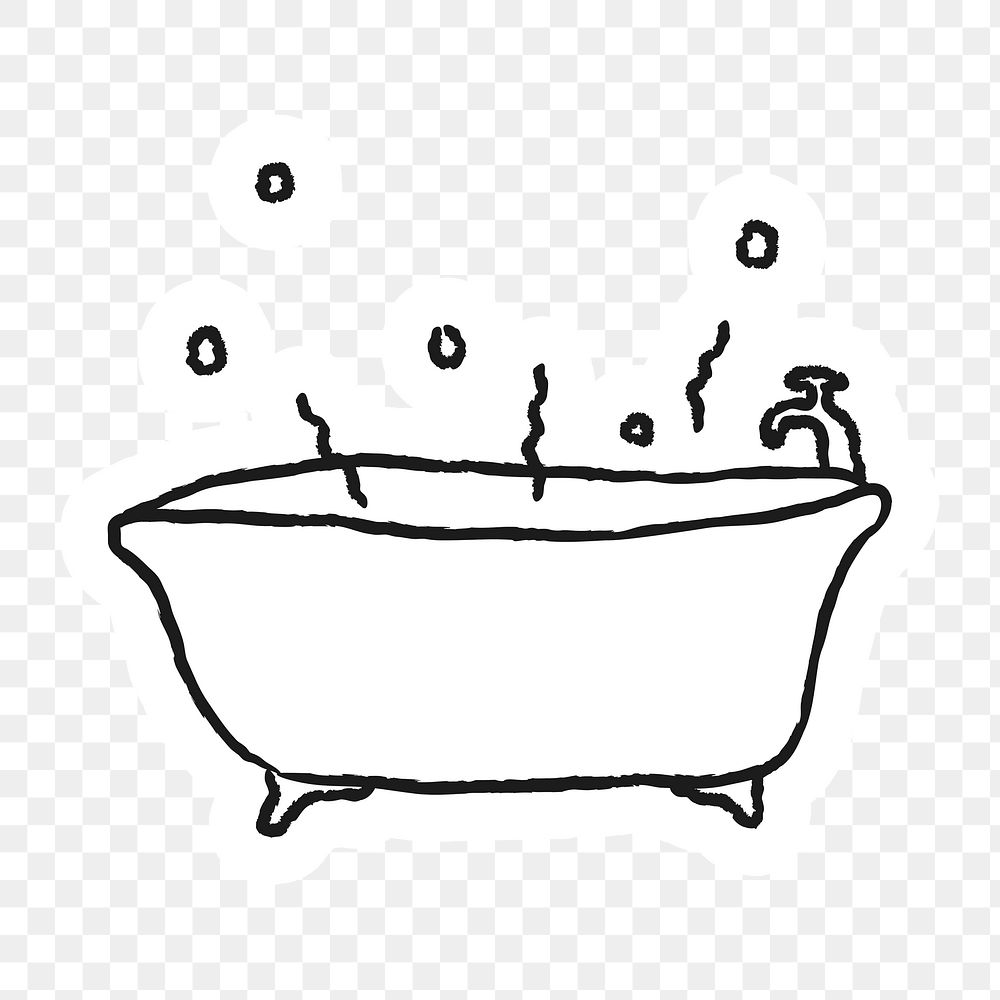 Doodle bathtub sticker with a white border design element