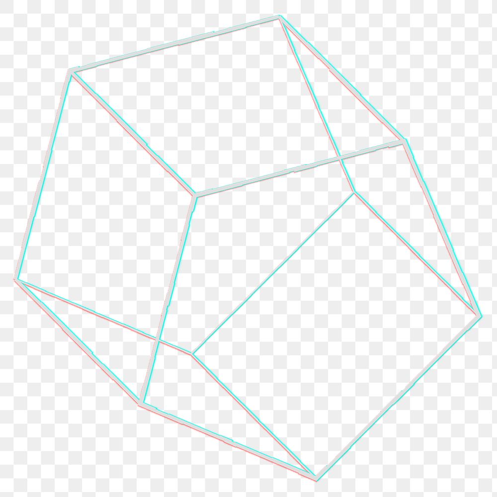 3D pentagonal prism with glitch effect design element
