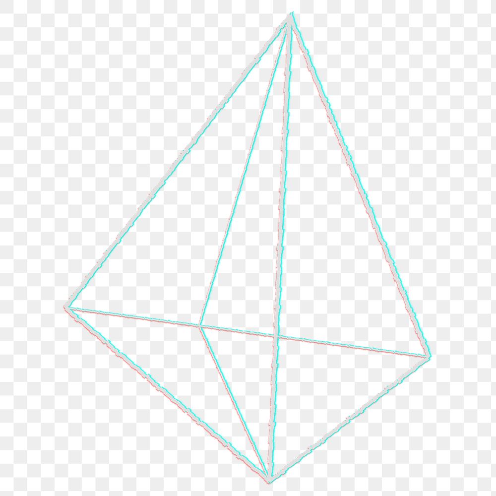 3D pentahedron outline with glitch effect design element 