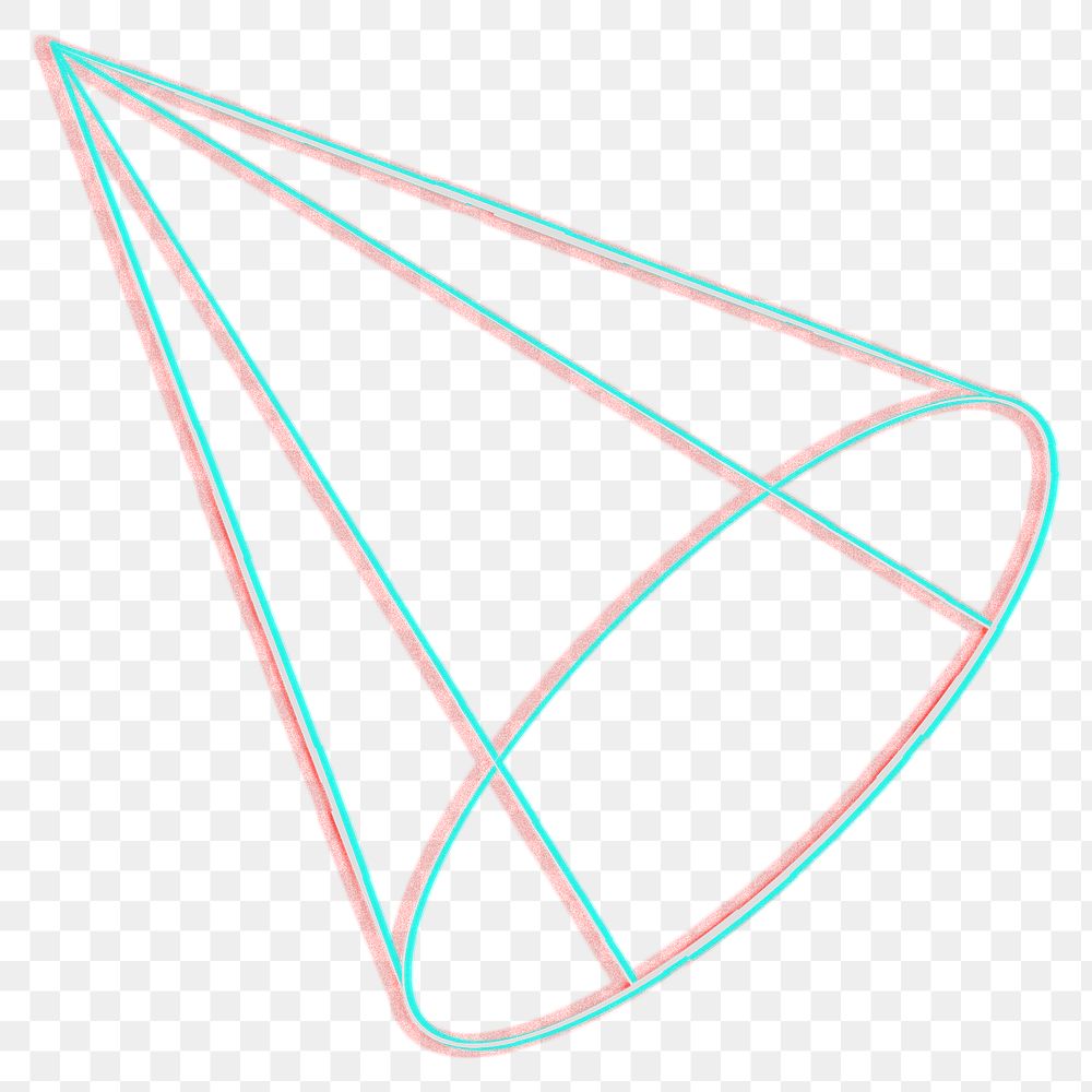 3D geometric cone wiith glitch effect design element