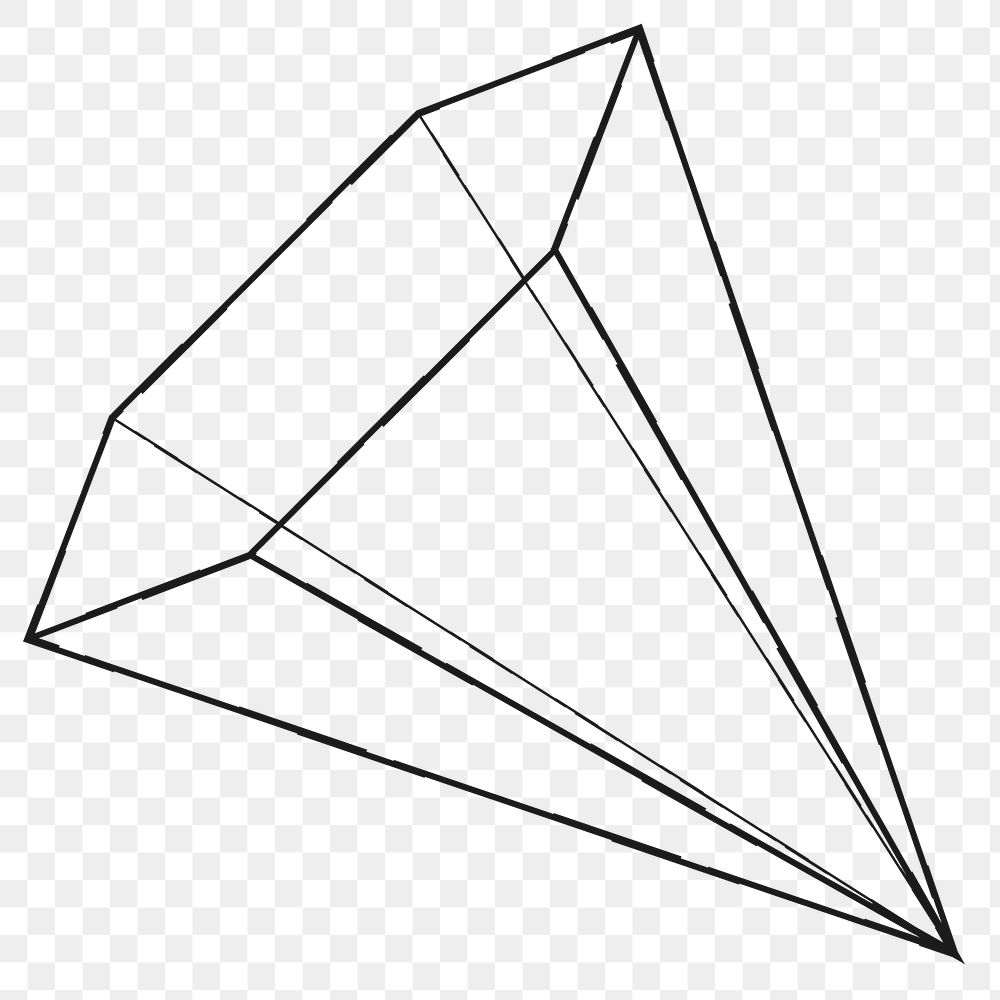 3D hexagonal pyramid outline design element 