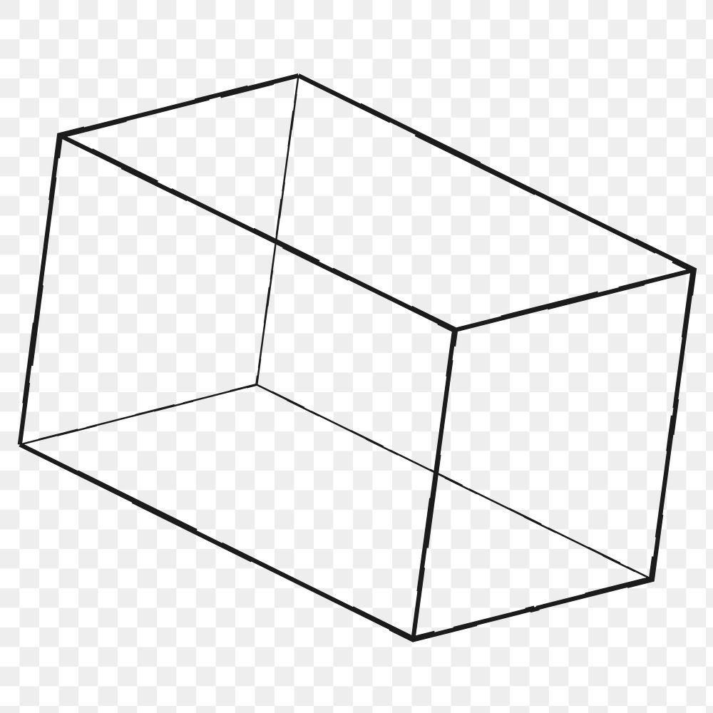 Black 3D cuboid design element 
