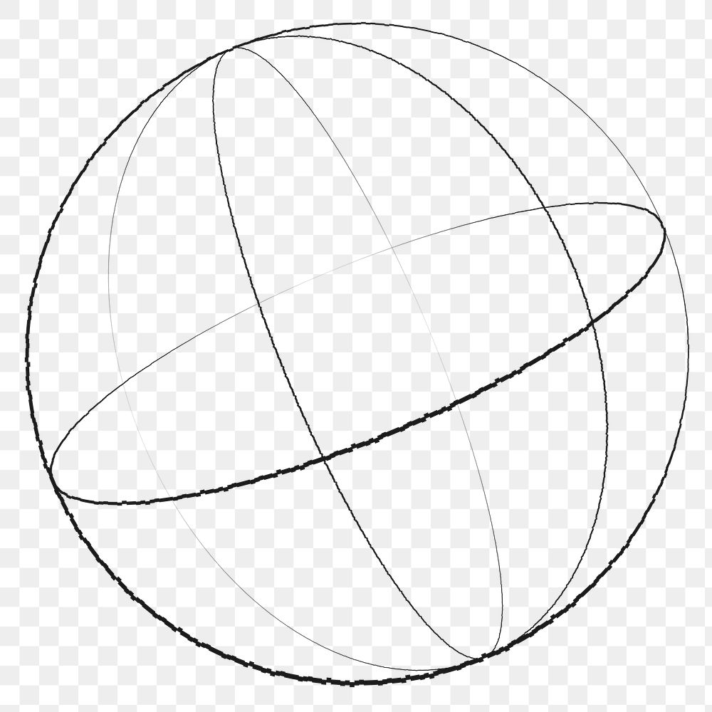 Distorted 3D sphere outline design element