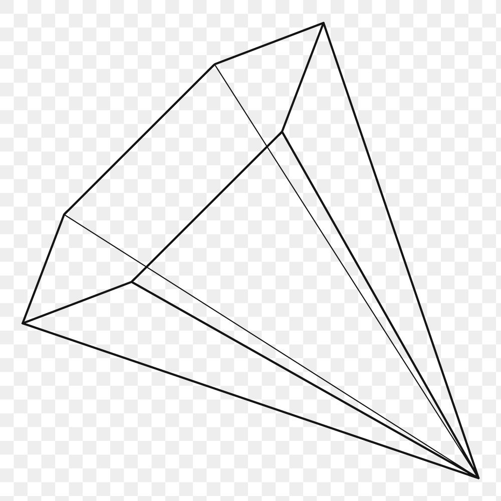 3D hexagonal pyramid outline design element