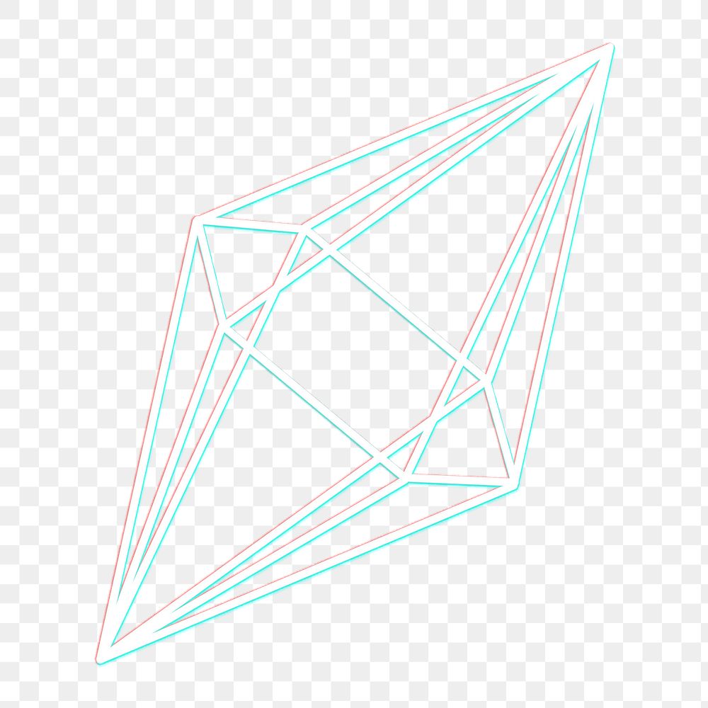 3D hexagonal bipyramid with glitch effect design element 