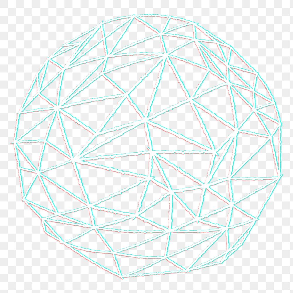 3D icosahedron with glitch effect design element 