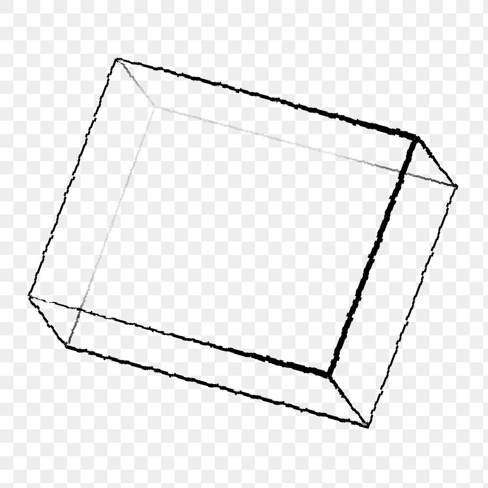 Distorted 3D flat cuboid outline design element